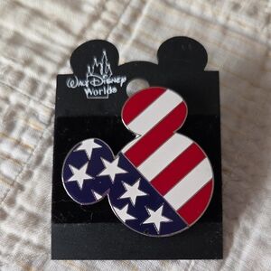 Disney Mickey Mouse Patriotic Pin with Red, White, and Blue